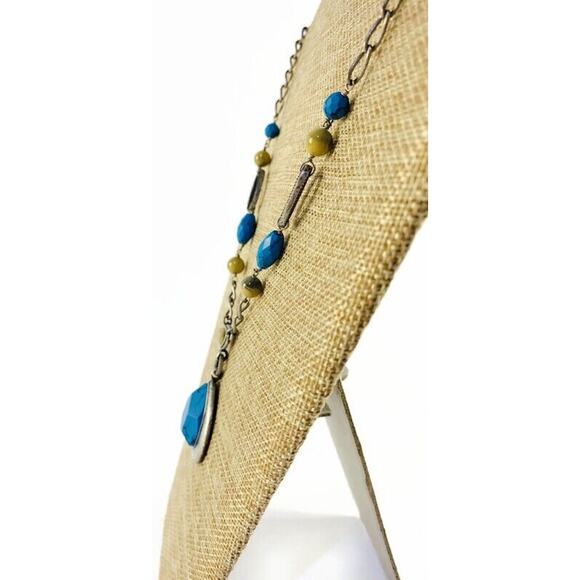 Lia Sophia Turquoise Pendant Necklace Teardrop Shape 9.5 Inch Adjustable - Picture 7 of 10